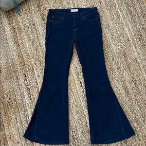 Vintage Free People Dark Blue Velvet Corduroy Flare Jeans
